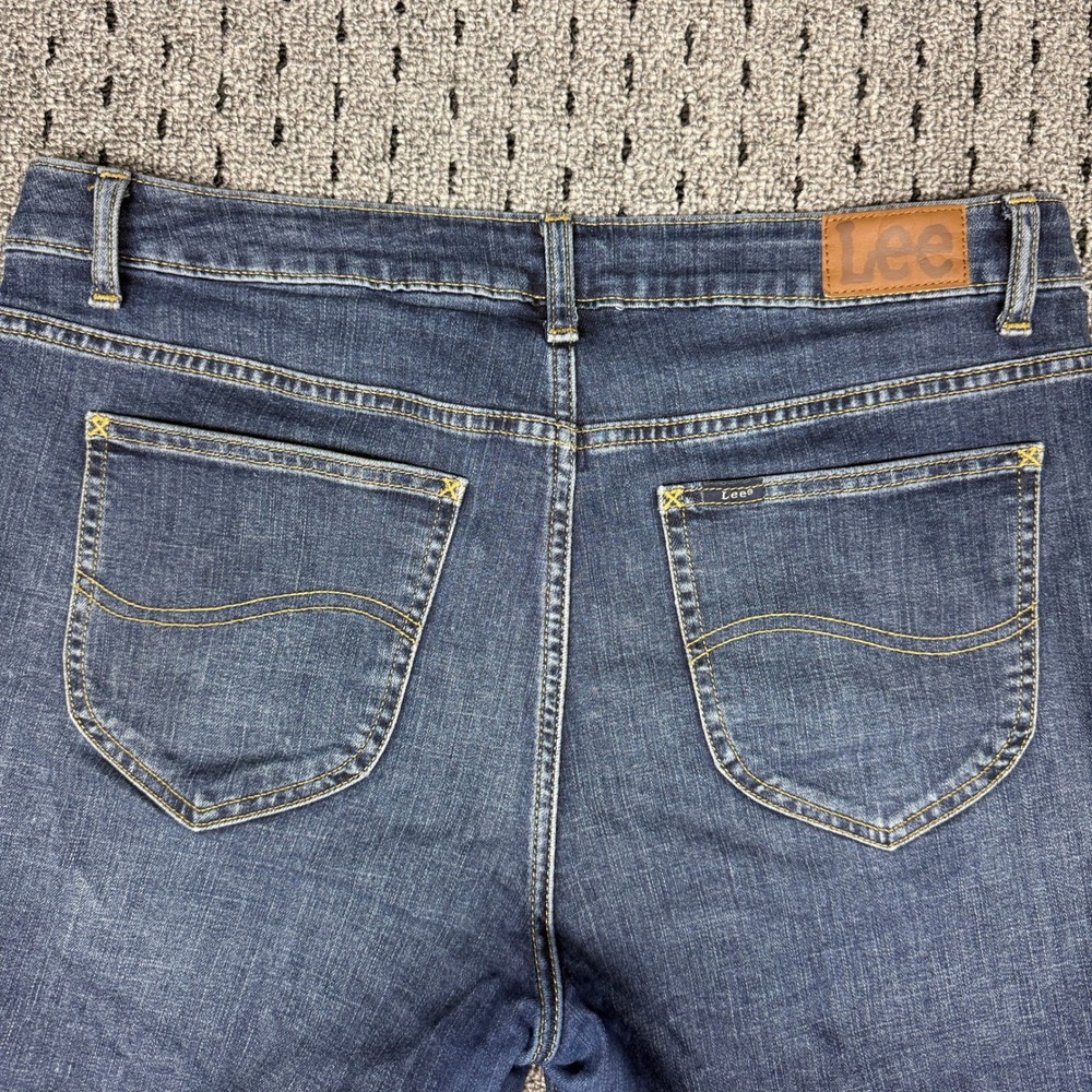 Lee Womens Regular Fit Bermuda Mid Rise Blue Denim Shorts Size 14M Stretch - Picture 5 of 6